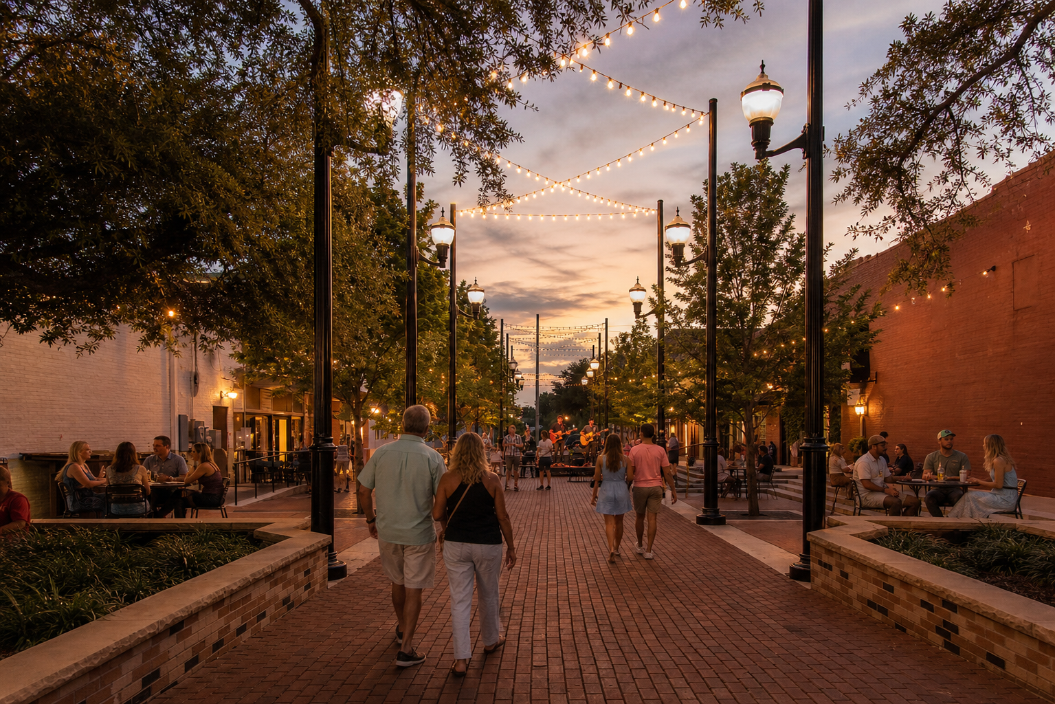 A lively evening with music and neighbors at San Jacinto Plaza in downtown Rockwall